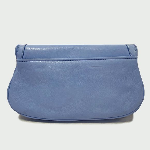 Tory Burch Amanda Light Chambray Logo Clutch - Picture 9 of 9